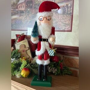 15” Festive Red Santa Nutcracker Wooden Holiday Decor